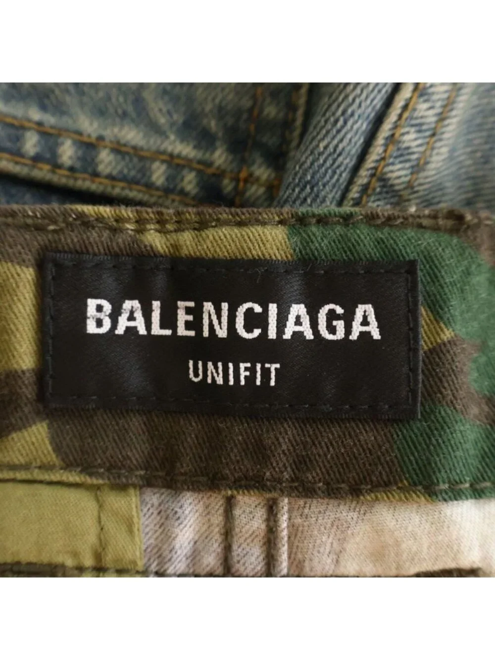 Balenciaga Camouflage Layered Denim Pants Indigo